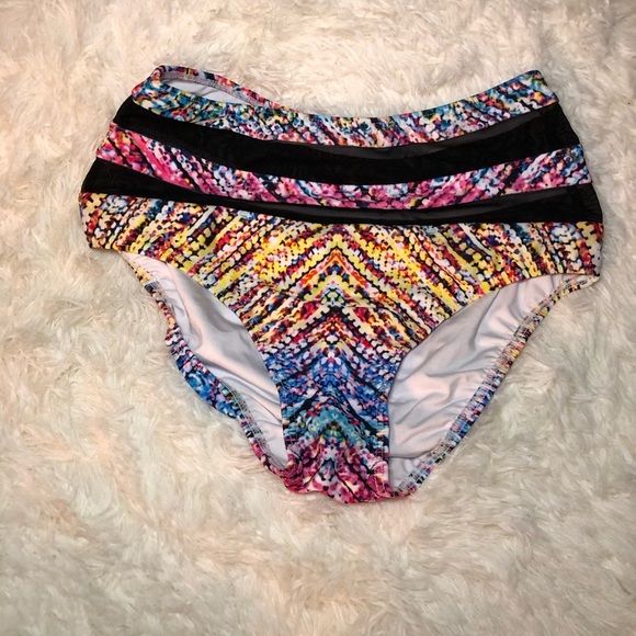 Colorful High-Waisted Bikini Bottoms size 6 - Picture 1 of 10